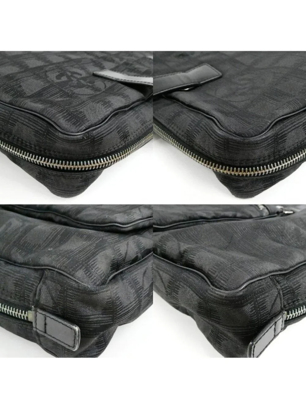 Chanel New Travel Line Briefcase Black Nylon Jacquard Leather Business